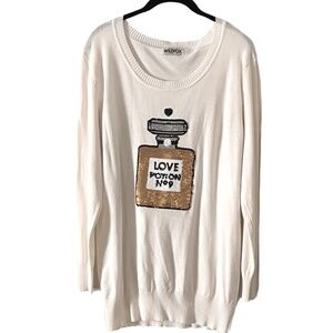 WILDFOX Sequin Love Potion 9 Cream Sweater Size XL
